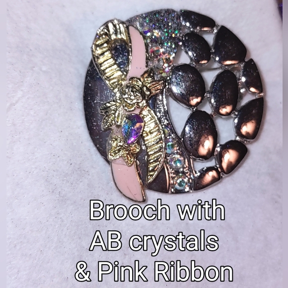Breast Cancer Awareness Pink Ribbon Theme Brooch - Picture 10 of 12